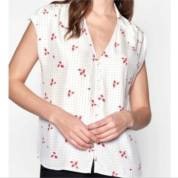 Equipment Alloura V-Neck Cap-Sleeve Silk Blouse - Picture 7 of 9